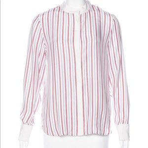Frame Denim Cream Stripe Silk Blouse Shirt Size S
